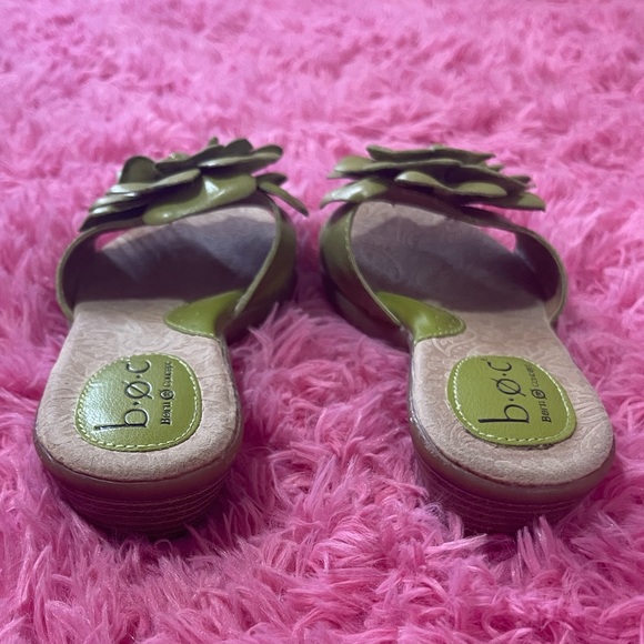 BOC Flower Slide Sandals Green Leather Like New 6, Born Concept - Picture 6 of 8
